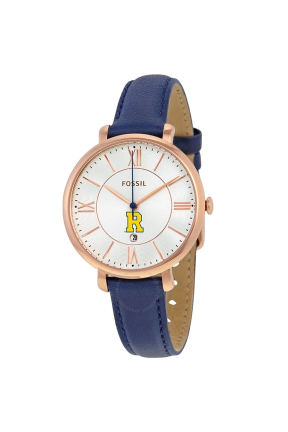 Women's Fossil Navy Rochester Yellow Jackets Jacqueline Leather Watch