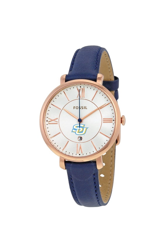Women's Fossil Navy Southern University Jaguars Jacqueline Leather Watch