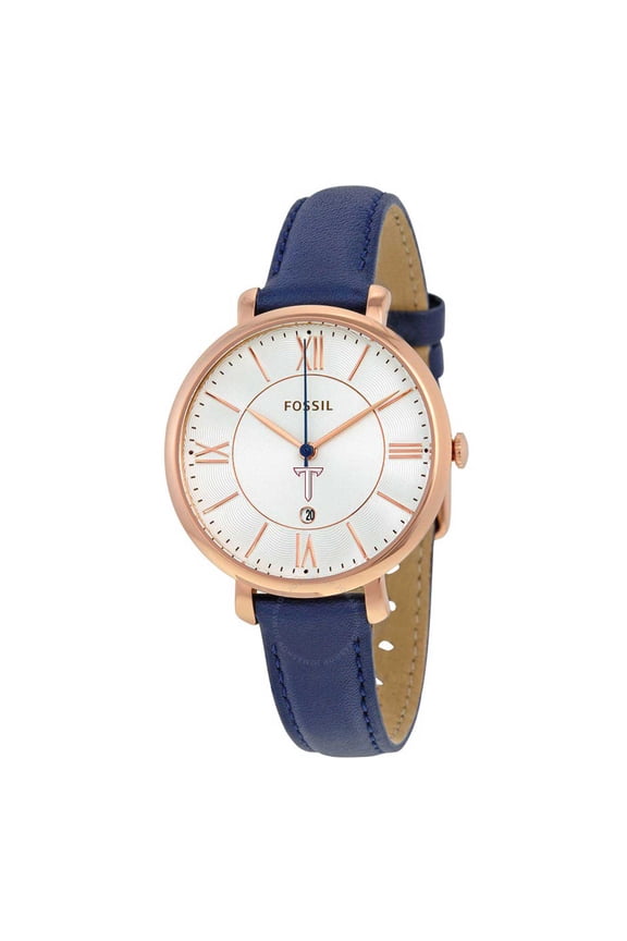 Women's Fossil Navy Troy University Trojans Jacqueline Leather Watch