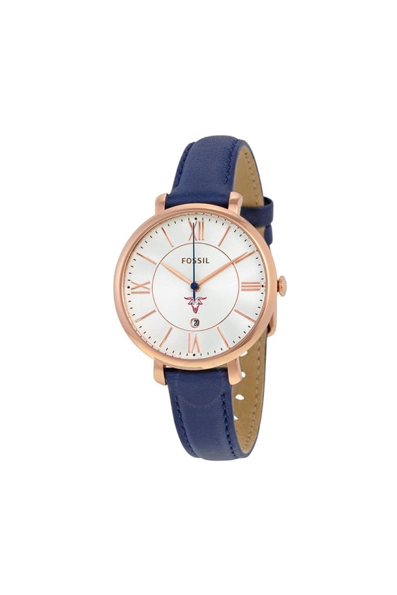 Women's Fossil Navy Worcester Polytechnic Institute Engineers Jacqueline Leather Watch