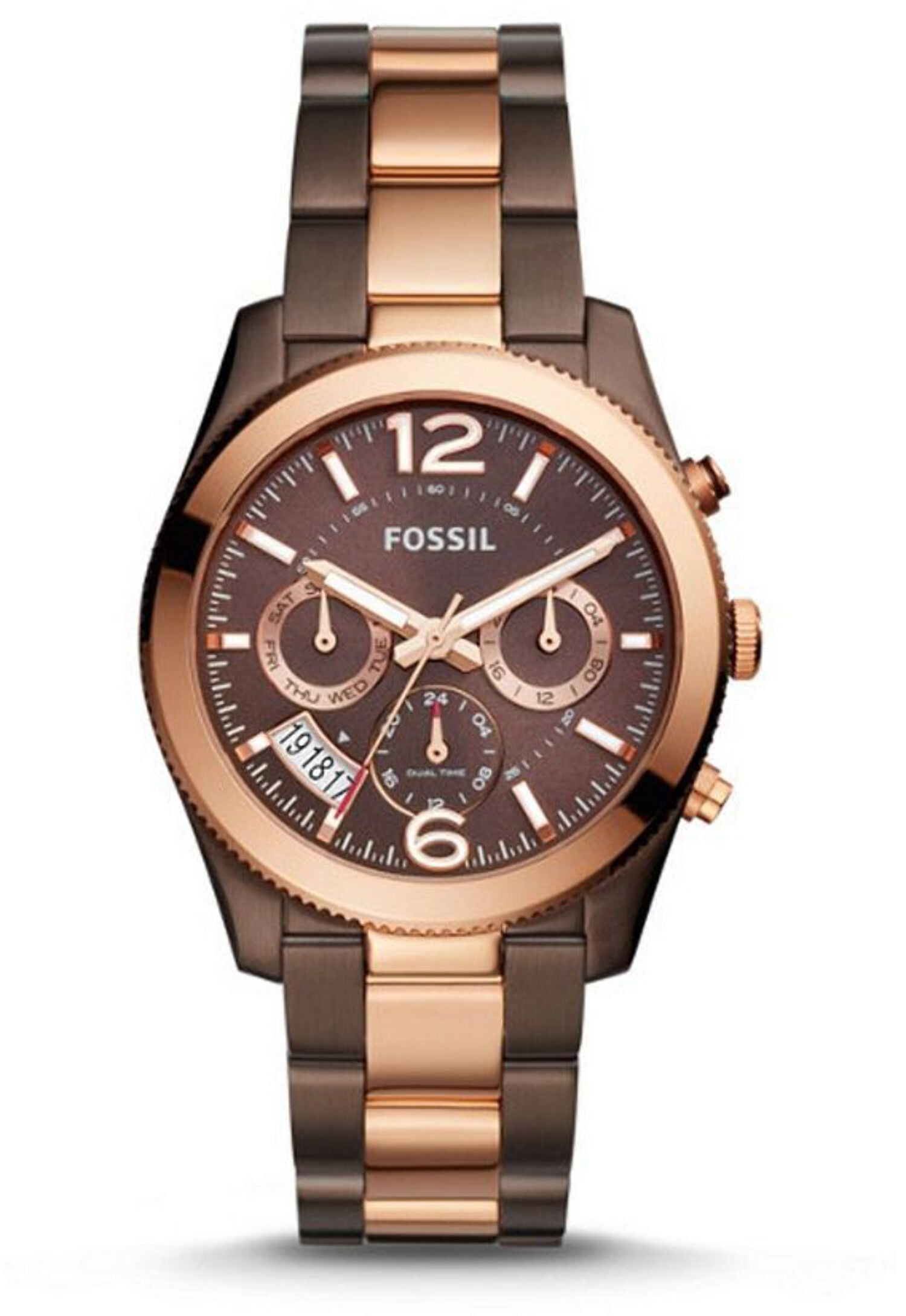 Fossil Boyfriend Rose-Gold Watch with Gold/Tan Leather Chronograph Watch Fossil Womens Leather Rose Gold Watch BQ3020 | Mercari main image 2