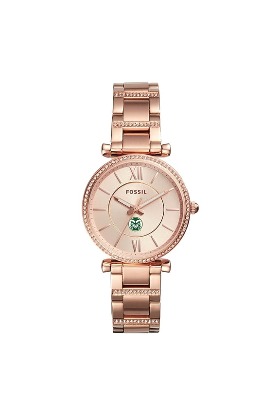 Women's Fossil Rose Gold Colorado State Rams Carlie Stainless Steel Watch