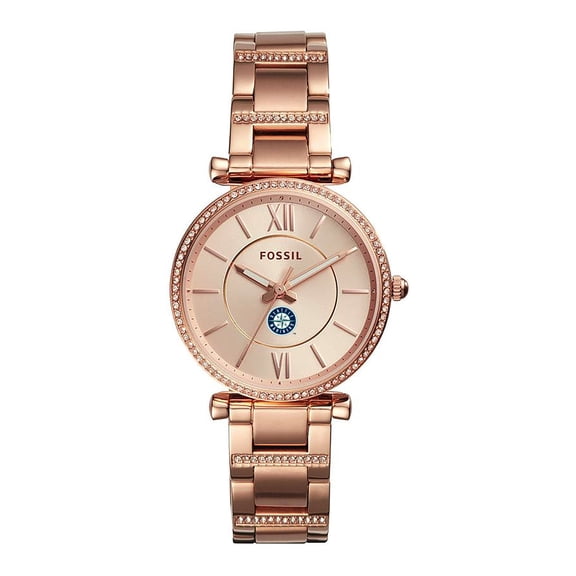Women's Fossil Rose Gold Seattle Mariners Carlie Stainless Steel Watch