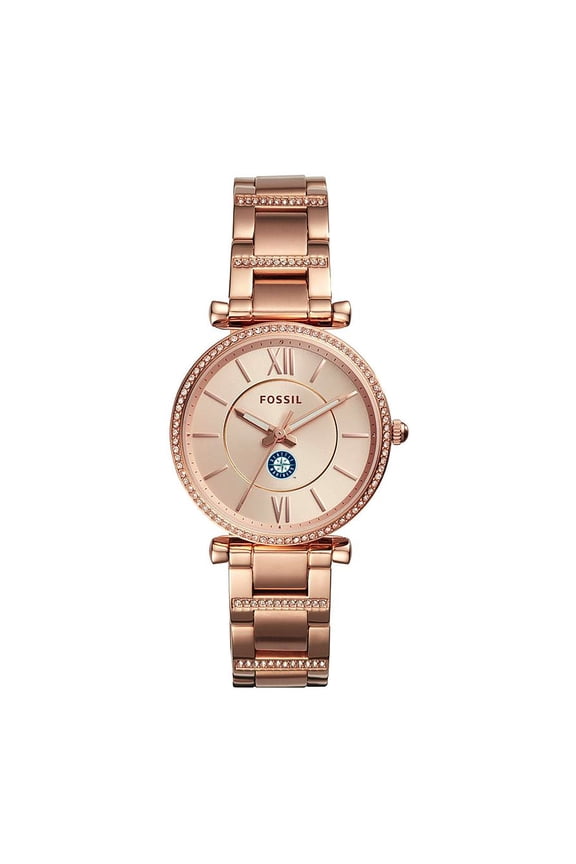 Women's Fossil Rose Gold Seattle Mariners Carlie Stainless Steel Watch