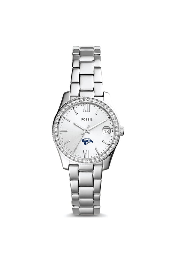 Women's Fossil  Silver Broward Seahawks Scarlette Mini Three-Hand Date Watch
