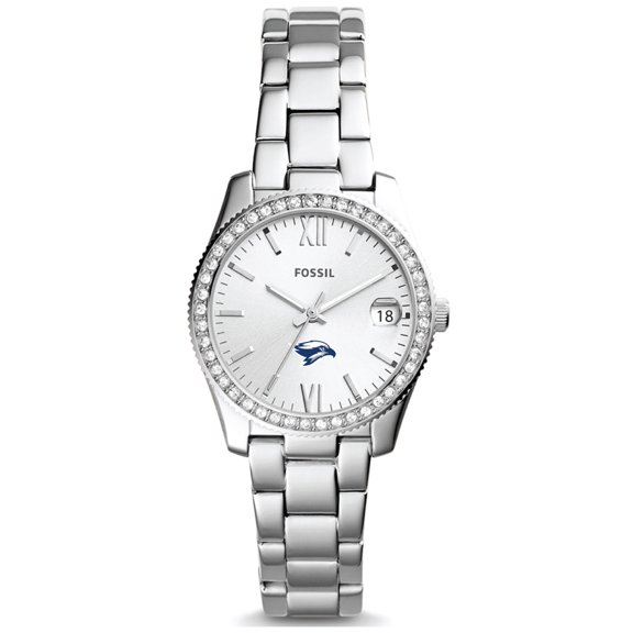 Women's Fossil Silver Broward Seahawks Scarlette Mini Three-Hand Date Watch