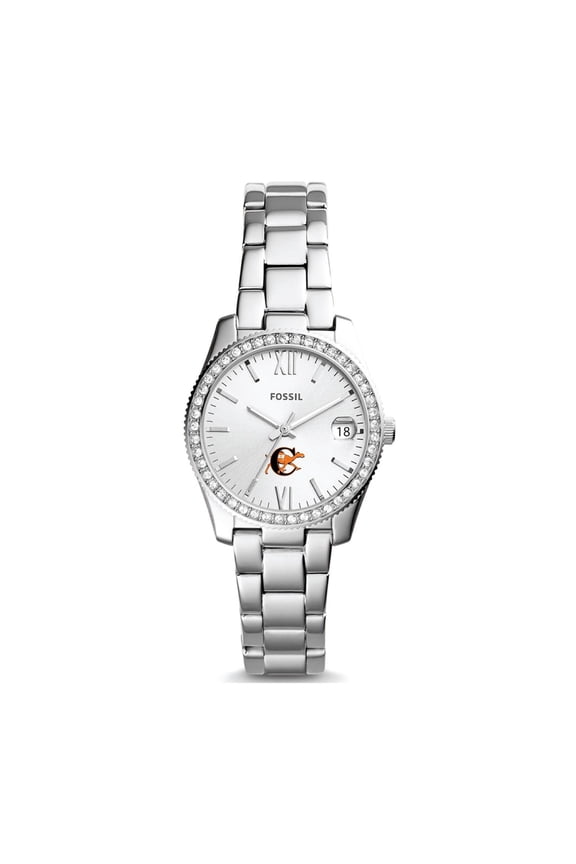 Women's Fossil Silver Campbell Fighting Camels Scarlette Mini Three-Hand Date Watch