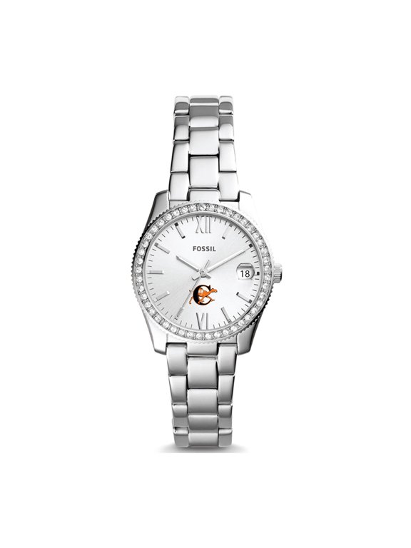Women's Fossil Silver Campbell Fighting Camels Scarlette Mini Three-Hand Date Watch