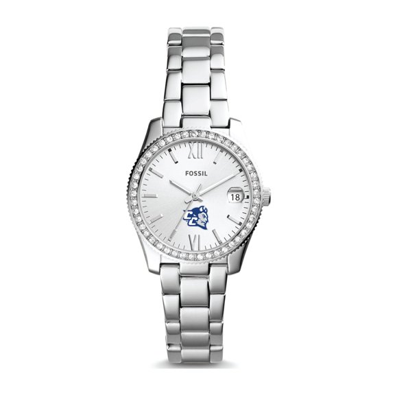 Women's Fossil Silver Central Connecticut State Blue Devils Scarlette Mini Three-Hand Date Watch