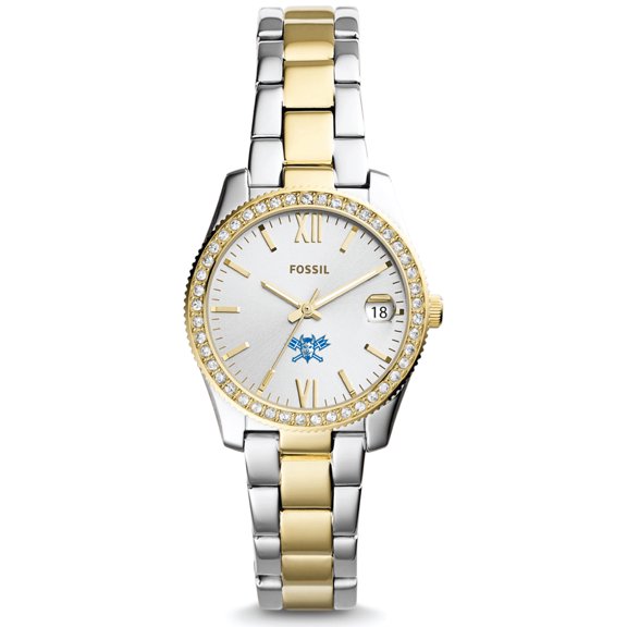 Women's Fossil  Silver/Gold Lawrence Technological University Blue Devils Scarlette Mini Two-Tone Stainless Steel Watch