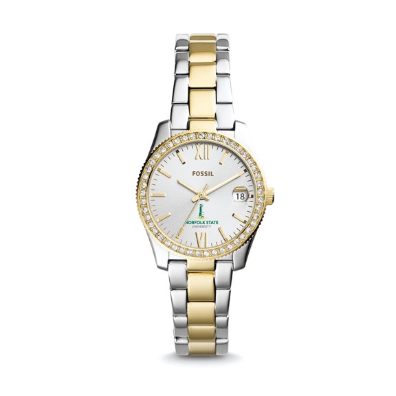 Women's Fossil Silver/Gold Norfolk State Spartans Scarlette Mini Two-Tone Stainless Steel Watch