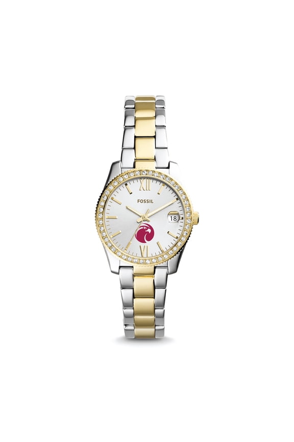 Women's Fossil Silver/Gold Seattle Pacific Falcons Scarlette Mini Two-Tone Stainless Steel Watch