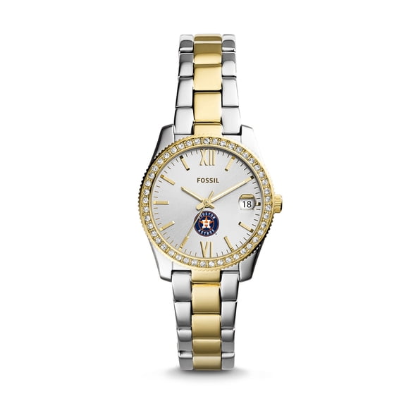 Women's Fossil Silver Houston Astros Fossil Scarlette Two-Tone Stainless Steel Watch