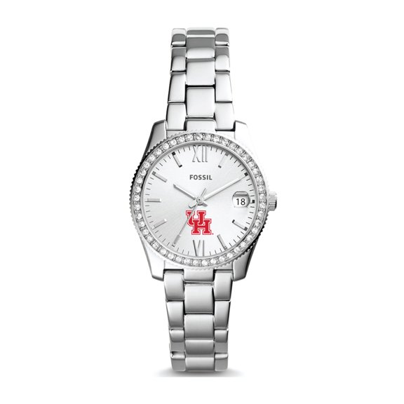 Women's Fossil Silver Houston Cougars Scarlette Mini Three-Hand Date Watch