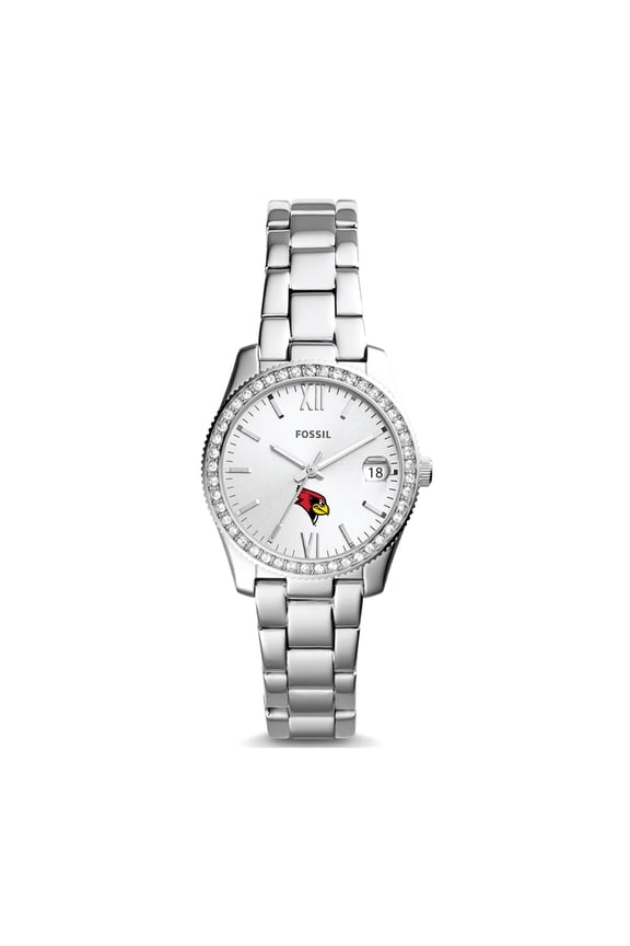 Women's Fossil Silver Illinois State Redbirds Scarlette Mini Three-Hand Date Watch