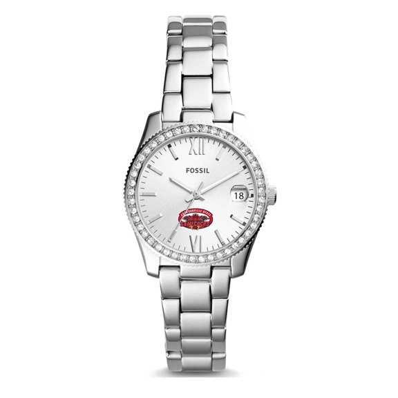 Women's Fossil Silver Jacksonville State Gamecocks Scarlette Mini Three-Hand Date Watch