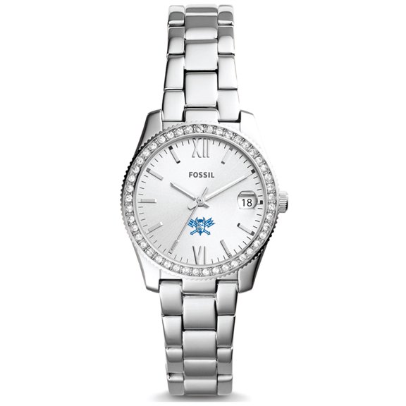 Women's Fossil  Silver Lawrence Technological University Blue Devils Scarlette Mini Three-Hand Date Watch