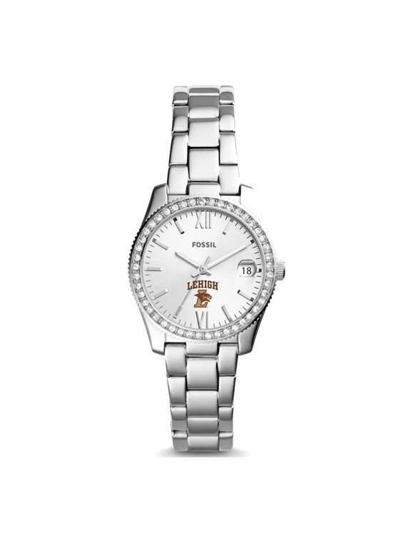Women's Fossil Silver Lehigh Mountain Hawks Scarlette Mini Three-Hand Date Watch