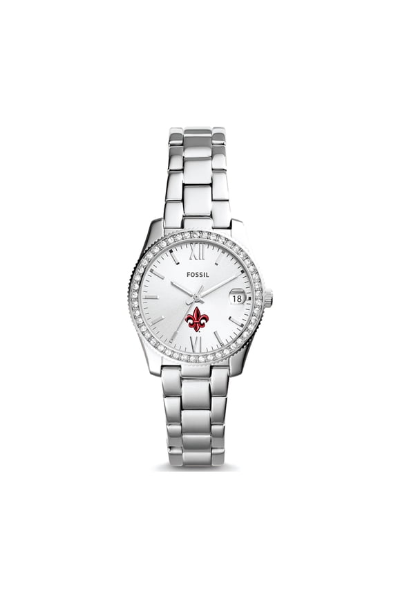 Women's Fossil Silver Louisiana Ragin' Cajuns Scarlette Mini Three-Hand Date Watch