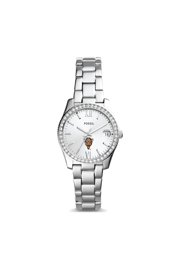 Women's Fossil Silver Marshall Thundering Herd Scarlette Mini Three-Hand Date Watch