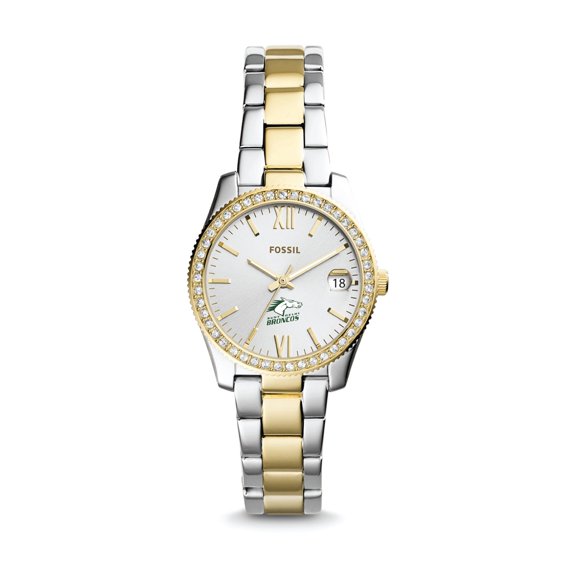 Women's Fossil Silver SUNY Delhi Broncos Scarlette Mini Two-Tone Stainless Steel Watch