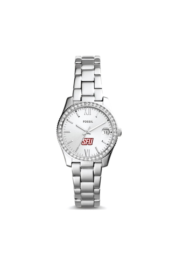 Women's Fossil Silver Saint Francis Red Flash Scarlette Mini Three-Hand Date Watch