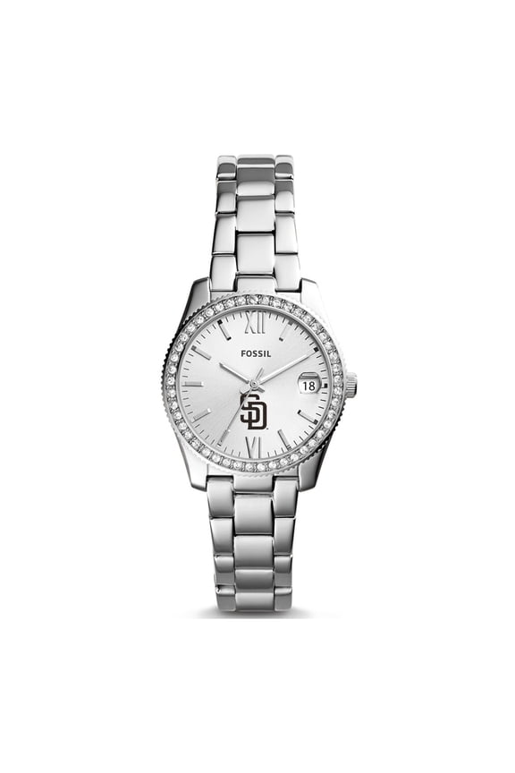 Women's Fossil Silver San Diego Padres Scarlette Stainless Steel Watch