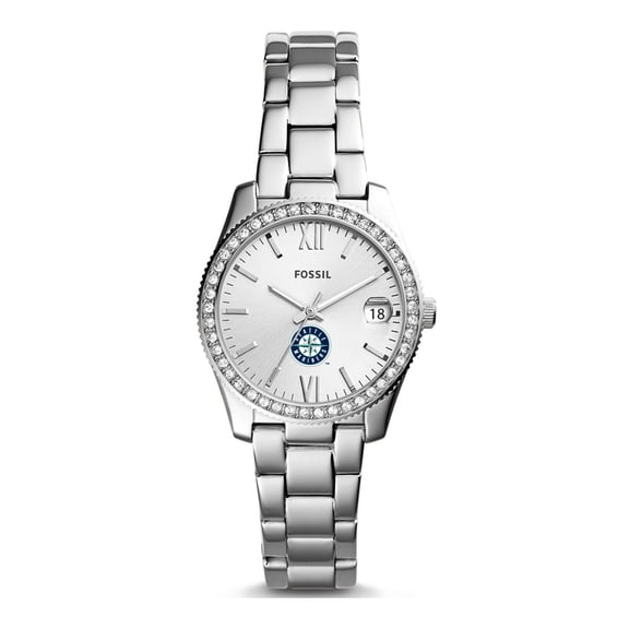 Women's Fossil Silver Seattle Mariners Scarlette Stainless Steel Watch