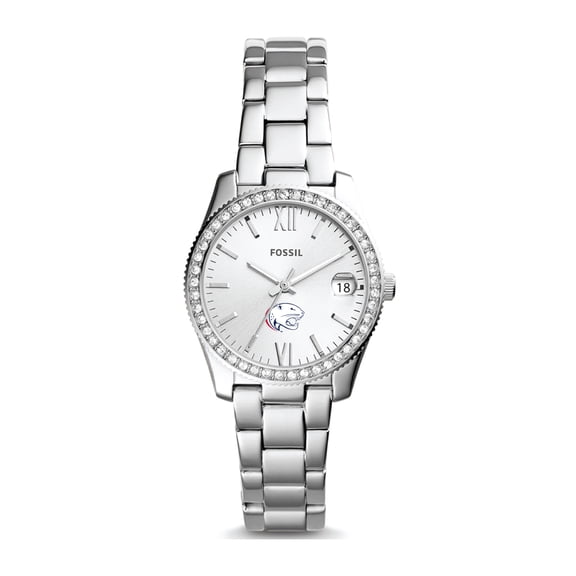 Women's Fossil Silver South Alabama Jaguars Scarlette Mini Three-Hand Date Watch
