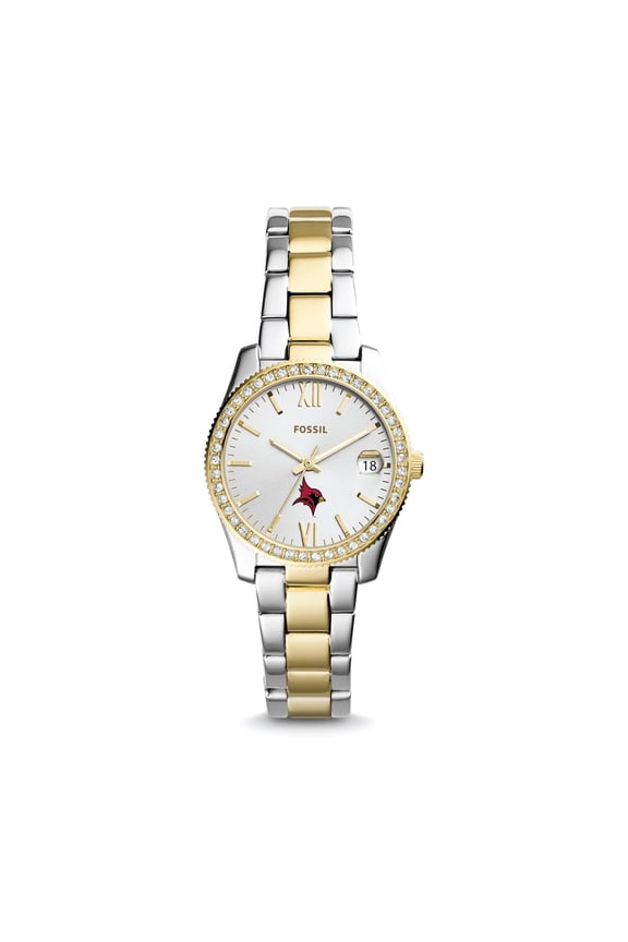 Women's Fossil Silver St John Fisher Cardinals Scarlette Mini Two-Tone Stainless Steel Watch