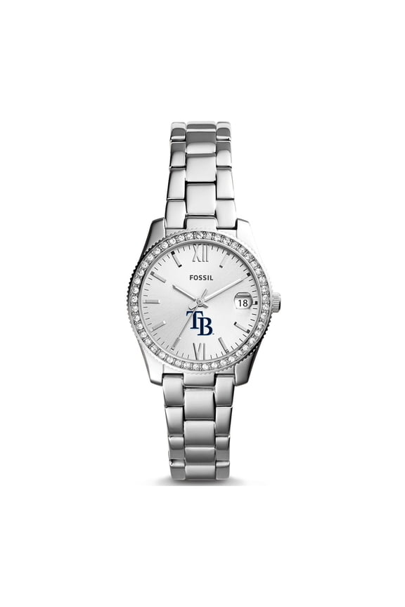 Women's Fossil Silver Tampa Bay Rays Scarlette Stainless Steel Watch