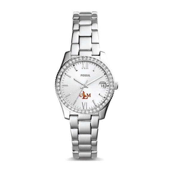 Women's Fossil Silver ULM Warhawks Scarlette Mini Three-Hand Date Watch