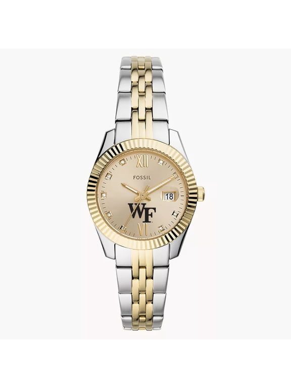 Women's Fossil Wake Forest Demon Deacons Scarlette Two-Tone Stainless Steel Watch