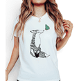 thumbnail image 1 of Women's Fox & Butterfly Line Art Graphic Comfortable T Shirt Casual Short Sleeve Round Neck Top White S-5XL, 1 of 5