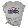 thumbnail image 1 of Women's Free Indeed Patriotic Fourth of July Independence Day Short Sleeve T-shirt Graphic Tee Graphic Tee-Sports Grey-large, 1 of 4