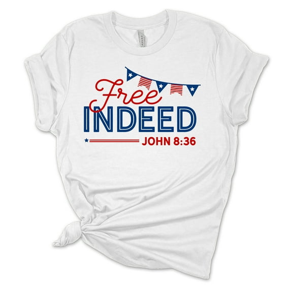 Women's Free Indeed Patriotic Fourth of July Independence Day Short Sleeve T-shirt Graphic Tee Graphic Tee-White-medium
