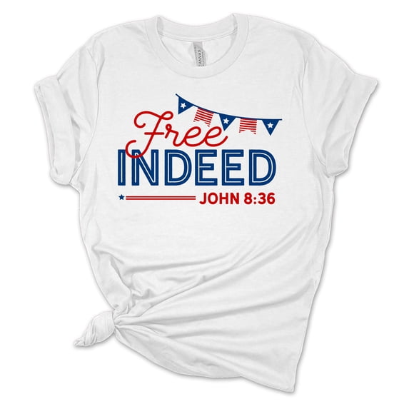 Women's Free Indeed Patriotic Fourth of July Independence Day Short Sleeve T-shirt Graphic Tee Graphic Tee-White-small