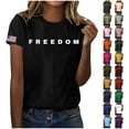 thumbnail image 1 of Women's Freedom Print Casual T-Shirt, Comfortable and Breathable Shirt for Famale, Pink, XL, 1 of 4