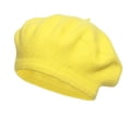 thumbnail image 1 of Women's French Beret Hat Solid Color Classic Traditional Artist Cap Light Yellow One Size, 1 of 3