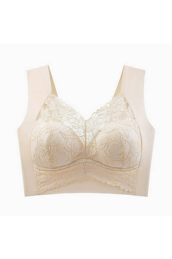 Women's French Lace Bowknot Seamless Bras No Underwire Soft Support Bra Full Coverage Backless Bralette