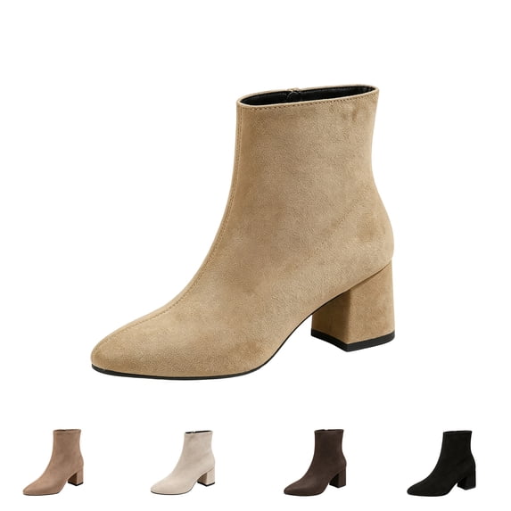 Women's French Retro Matte Faux Suede Chelsea Ankle Boots Wear Resistant Anti Slip Rubber Sole Relaxed Fit Indoor Outdoor Ladies Fall Winter Dress Booties For Women