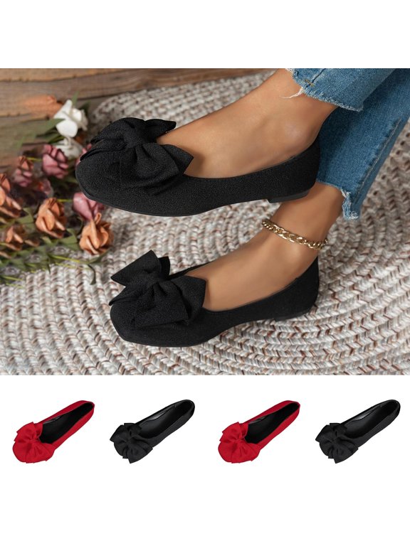 Women's French Style Bow Flats, Casual Solid Color Round Toe Slip On Shoes, Comfortable Walking Shoes for Women, Perfect for Summer Outings and Daily Wear