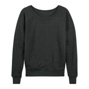 Instant Message - Classic And Plus Sizes Lightweight French Terry Wide Neck Long Sleeve Graphic Shirt