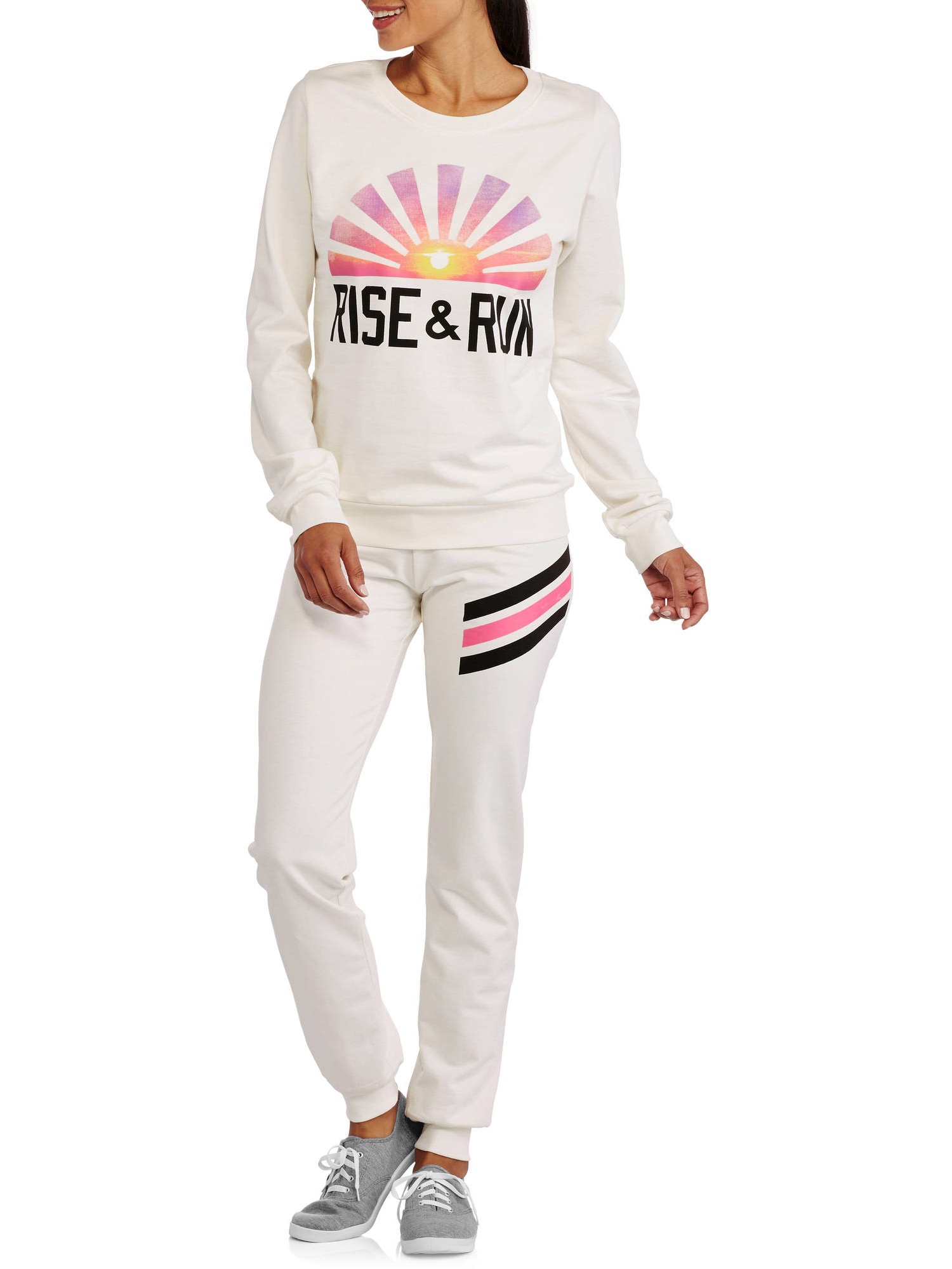 Women's French Terry Graphic Pullover and Jogger Pants Set - image 1 of 2