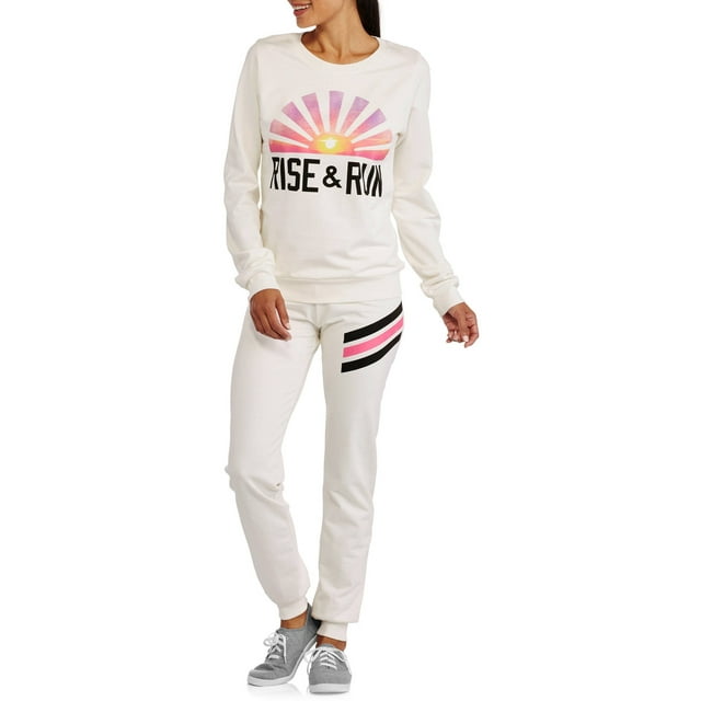 Women's French Terry Graphic Pullover and Jogger Pants Set