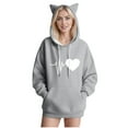 thumbnail image 1 of Women's French Terry Hooded Sweatshirt Loose Fit Long Sleeve Fall Casual Comfort​​, 1 of 4