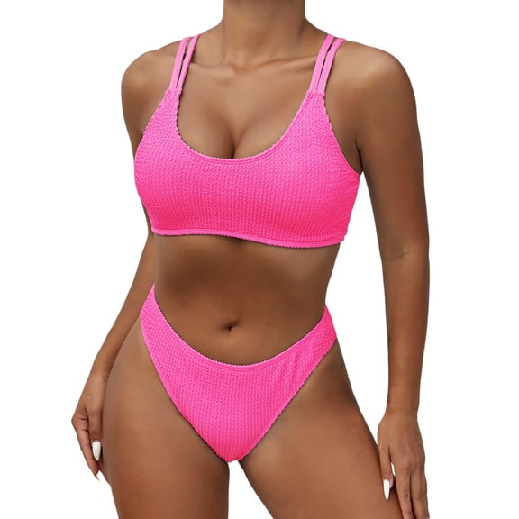 Women's Fresh Printed Quick Drying Strap Bikini Split Swimsuit