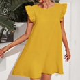 thumbnail image 1 of Women's Fresh Sweet Solid Color Dress Casual Skirt Misses Dresses High Neck Midi Dress Womens Work Dress Long Summer Dress French Swing Dress Womens Casual Dresses Short Split Maxi Dress Business, 1 of 4
