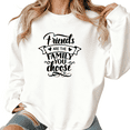 thumbnail image 1 of Women's "Friends Are The Family You Choose" Graphic Breathable Sweatshirt Top Casual Round-neck long-sleeved White S-3XL, 1 of 5