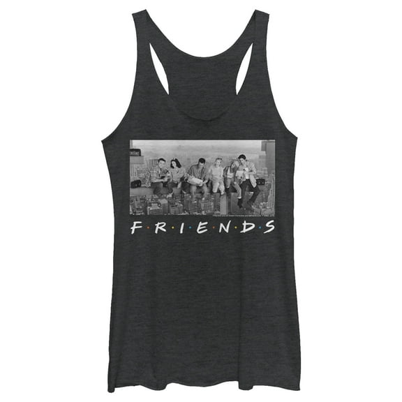 Women's Friends Besties Atop Skyscraper Photo  Racerback Tank Top
